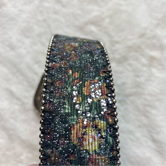 Floral Tapestry Glitzy Bonded Leather Belt Size Large - Picture 5 of 9